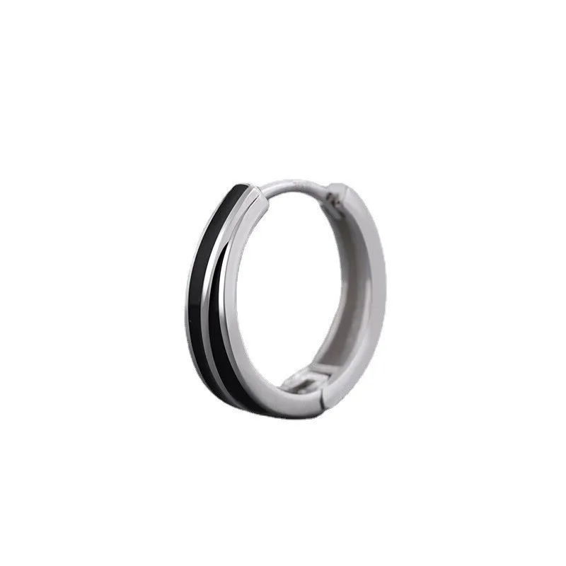 

Uniorsj 925 Sterling Silver Jewelry Punk Style Simple Vintage Black Color Hoop Earrings for Men