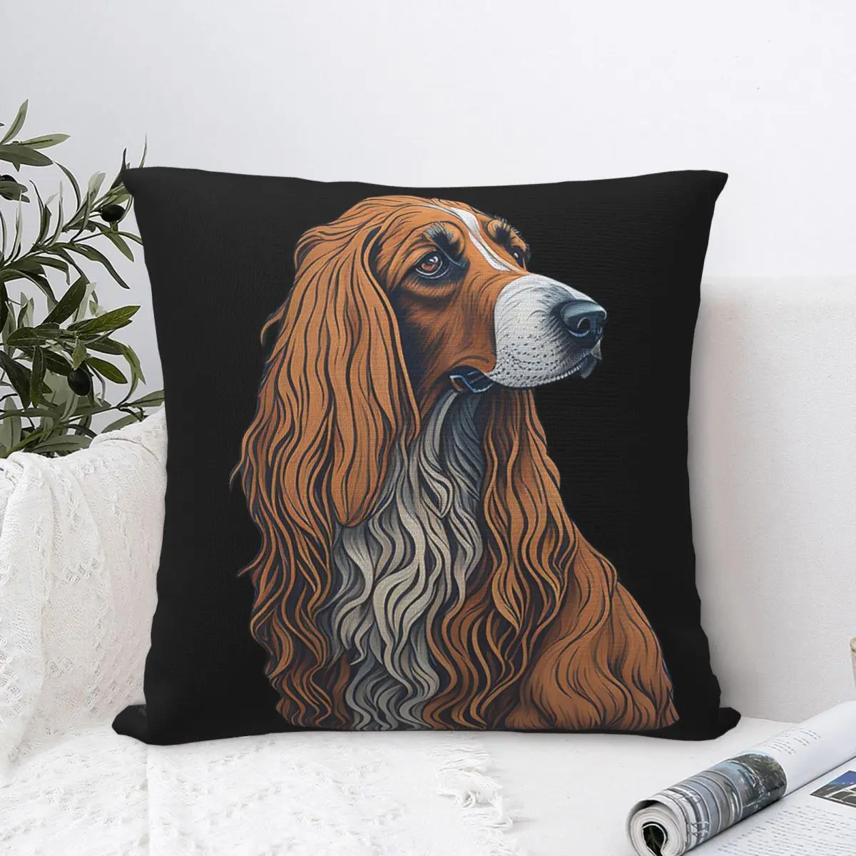 Afghan Hound (Sticker And Print Out) Square Pillowcase Pillow Cover Zip Decorative Comfort Throw Pillow For Home Bedroom