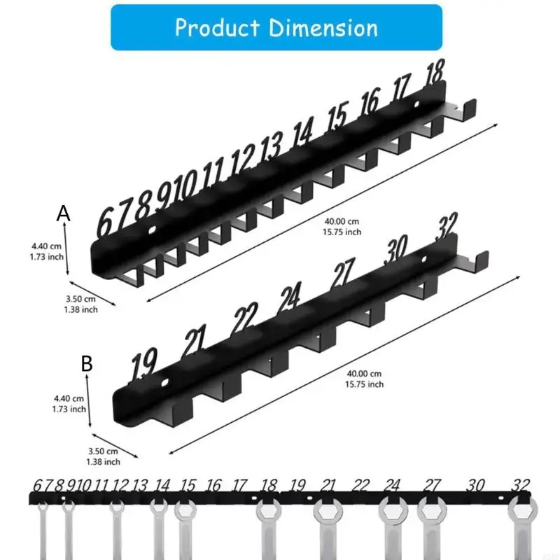 2025 New Garage Mounted Wrench Management Storage Rack Numbered Slot Organizers Holder