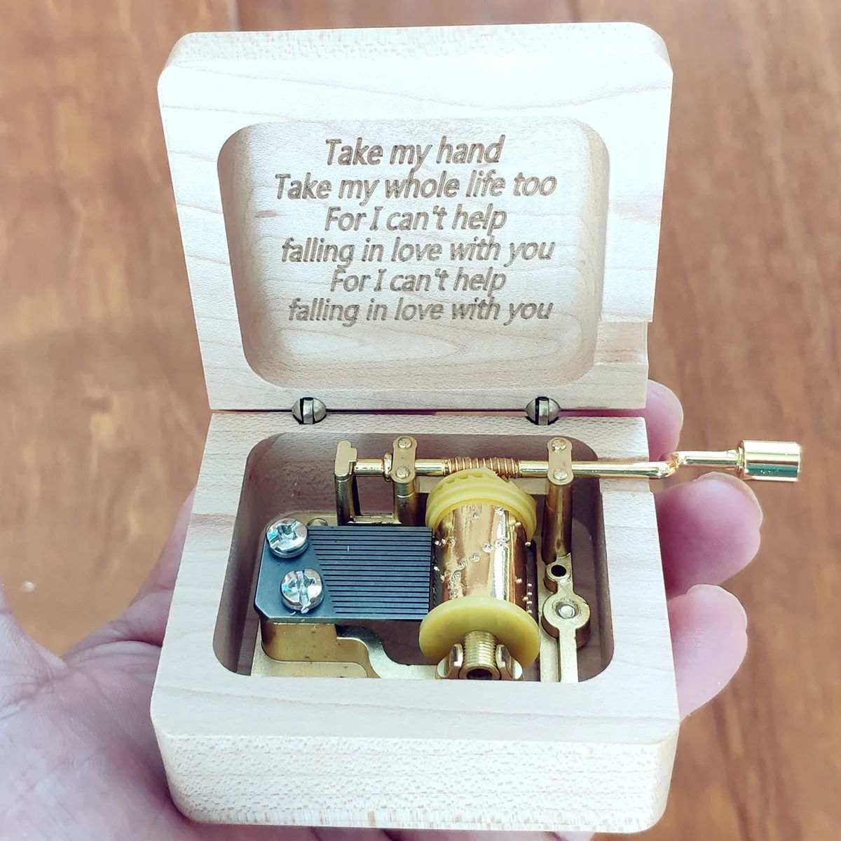 Customized Engraving Music Box, Can't Help Falling in Love with You, Anniversary Wedding Gifts, Unusual for Girlfriend Boyfriend