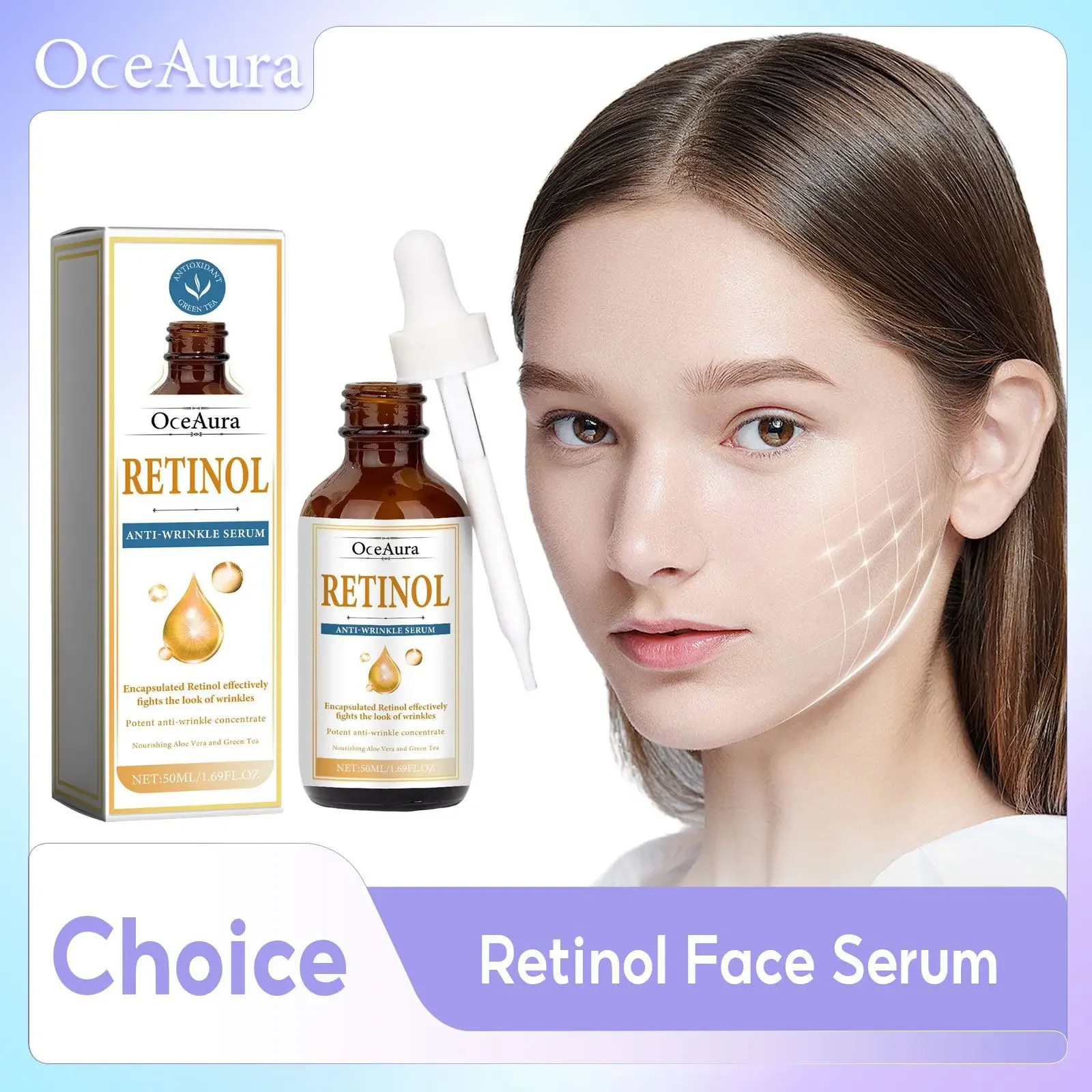 Retinol Serum Fade Fine Lines Lift Tighten Face Skincare Essence Improve Pigmentation Hydrating Smooth Brightening Facial Serum