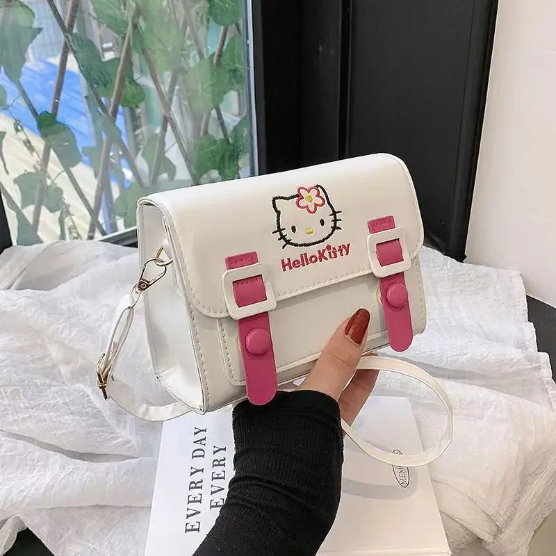 Sario moda Pu torba kwadratowa torby Anime na ramię wysokiej jakości Hello Kitty Cartoon melodia Kuromi cynamonowe torby Crossbody dla dziewczynki