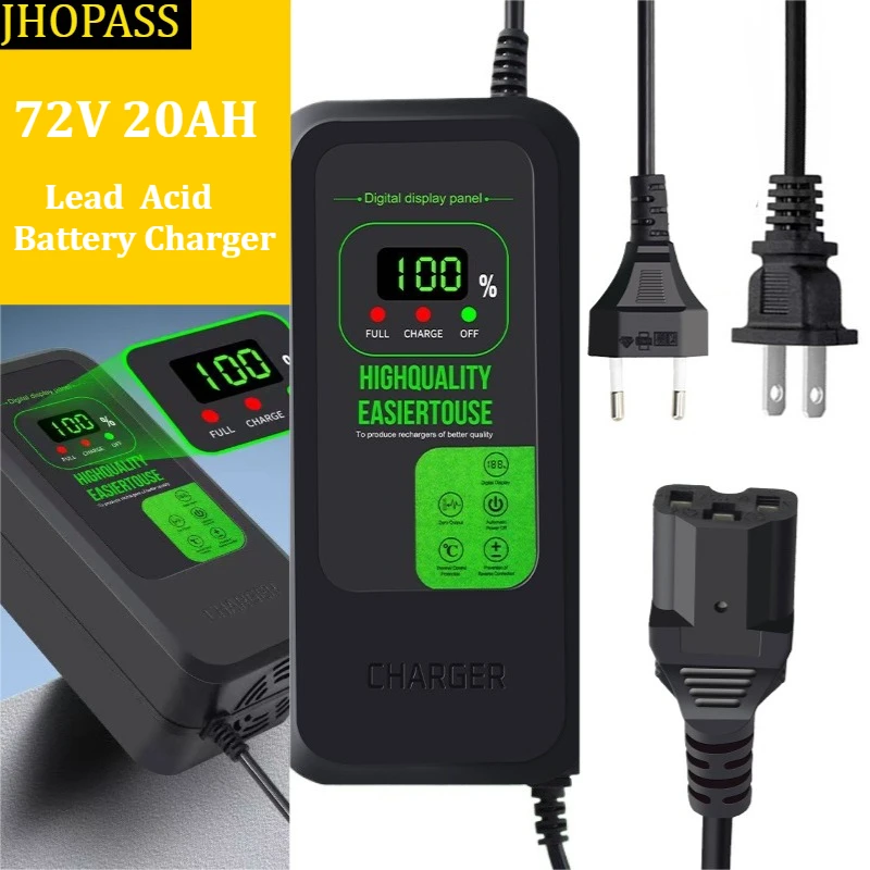 

Smart 72V 20AH Lead Acid GEL AGM Dry Water Battery Charger for Motorcycle E-bike Scooter AC110V to 220V UK EU AU US adapter Plug
