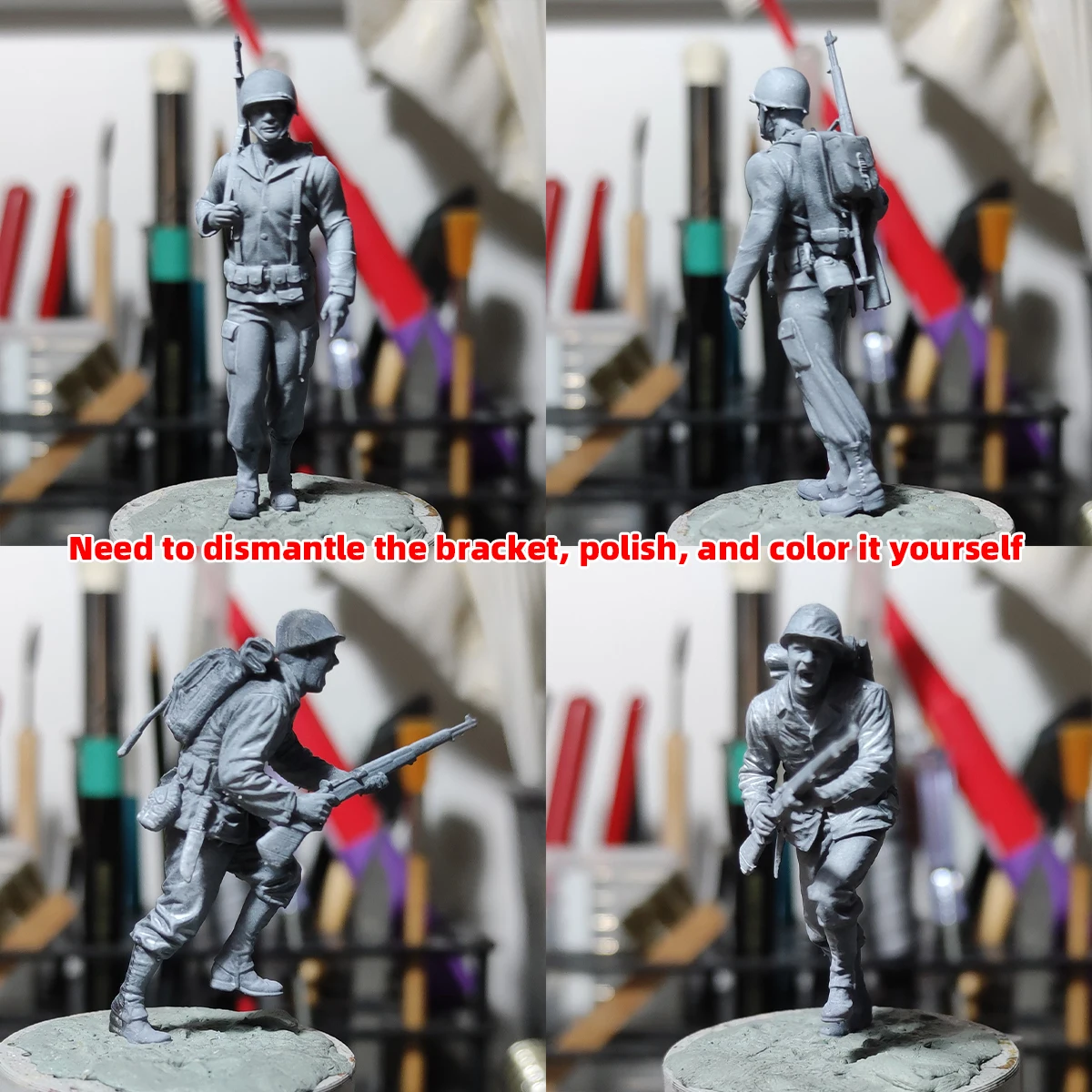 1/35 1/48 1/72 Miniatur-Modellbausatz, Soldatenfigur, Diorama, unbemaltes Harz, Soldat der US-Armee aus dem Zweiten Weltkrieg, militärische Minifigur – Detail 2