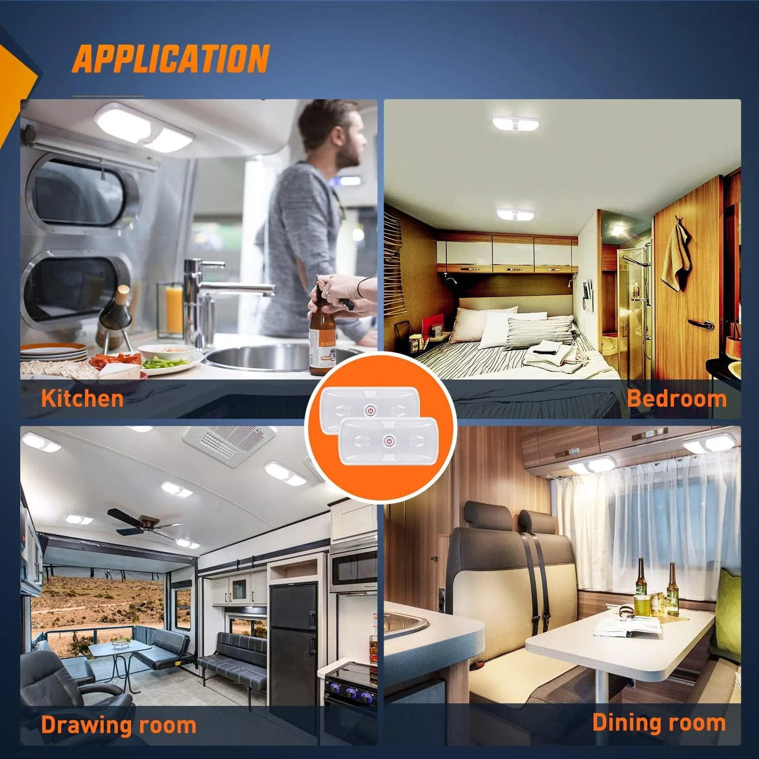 Nilight 2pcs RV Interior Lights 12V-24V LED Ceiling Light Fixture with ON Off Switch Inside Lighting Natural White 4000-4500K for Car RVs Trailer Camper Boat