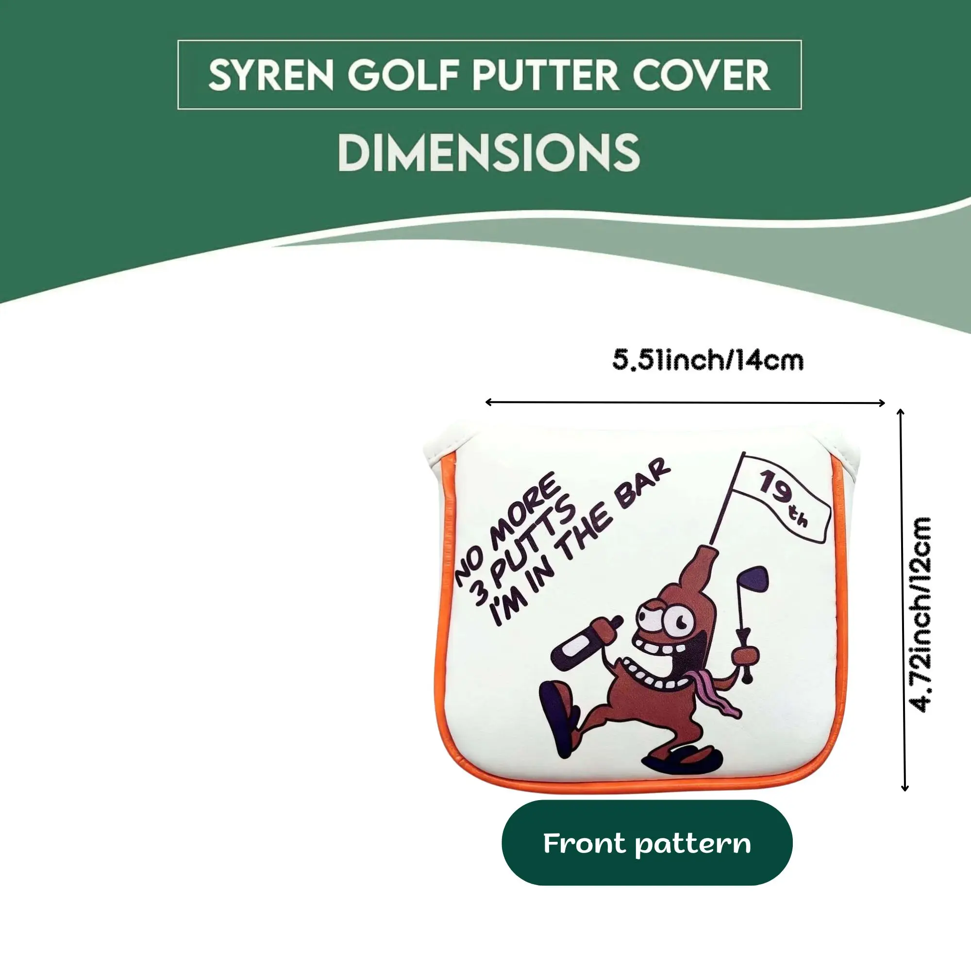 Funny Originals 19th Hole Mallet Blade Golf Putter Cover White, Great Golf Gift For Golf Lovers view 6