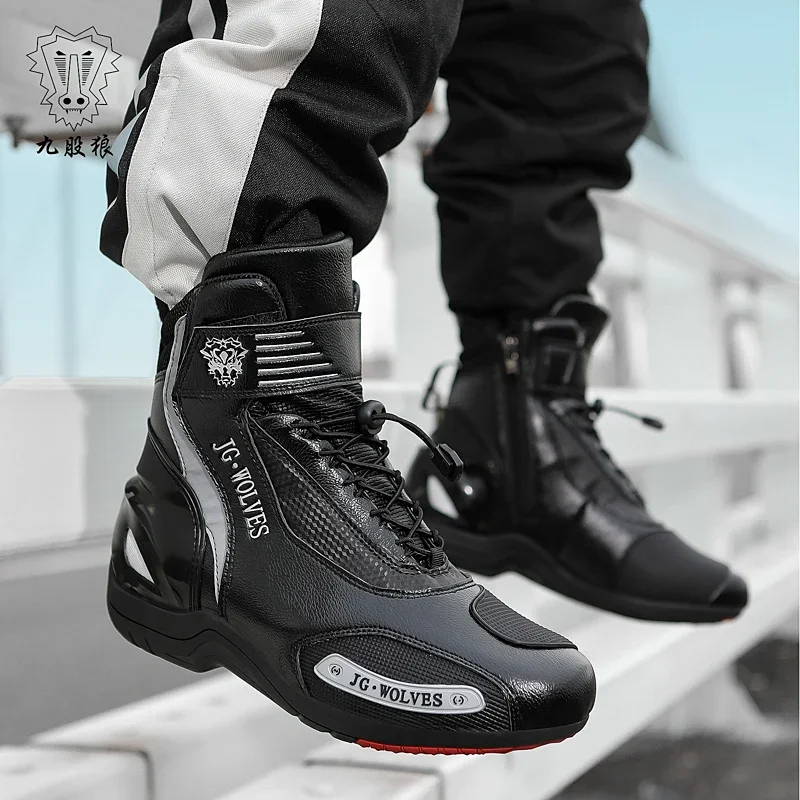 JG.WOLVES Sneaker for Men Women New Moto Biker Shoes Motorcycle Boots Non-Slip Moto Motorcycle Shoes Motorcycle Accessories