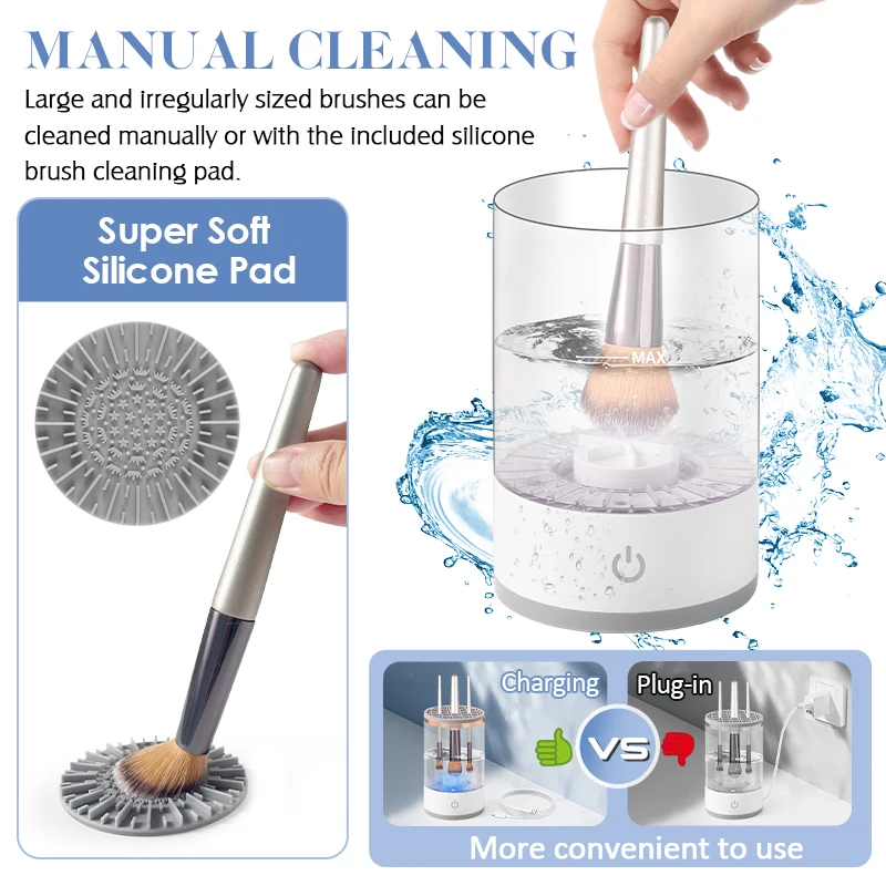 Portable USB Makeup Brush Cleaner 3 In 1 Electric Cosmetic Brushes Cleaning Dryer Tool Automatic Wash Makeup Cleaner For Women