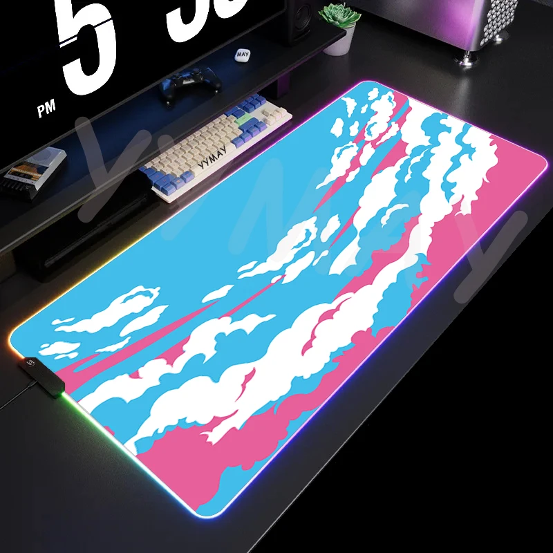 

RGB Gaming Mousepad Cloud LED Gamer Mousepads PC Desk Mat Luminous Mouse Pad Large Keyboard Mats Table Rug With Backlit