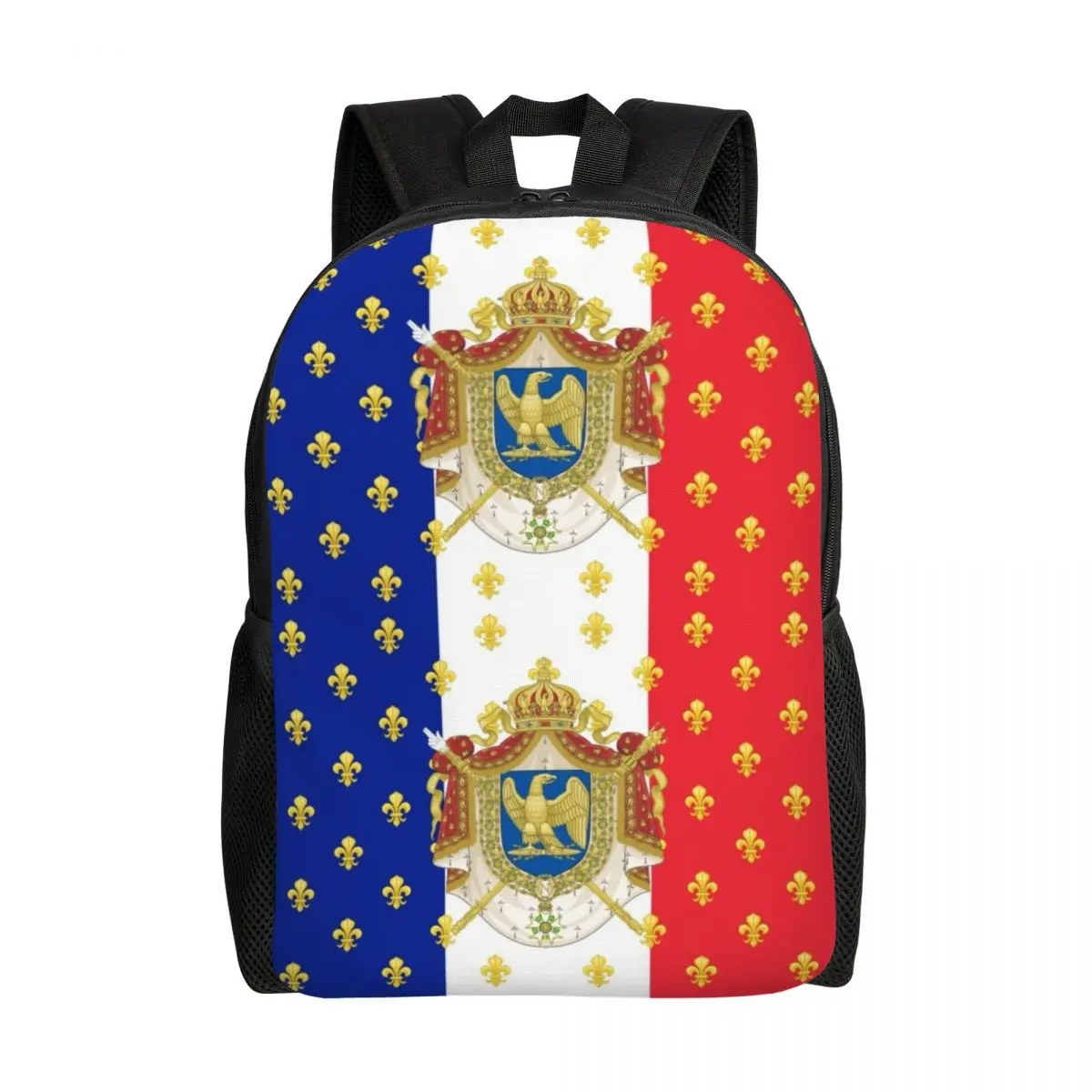 Royal Standard Napoleon France Flag Travel Backpack Laptop Bookbag French Empire Coat Of Arms College Student Daypack Bags