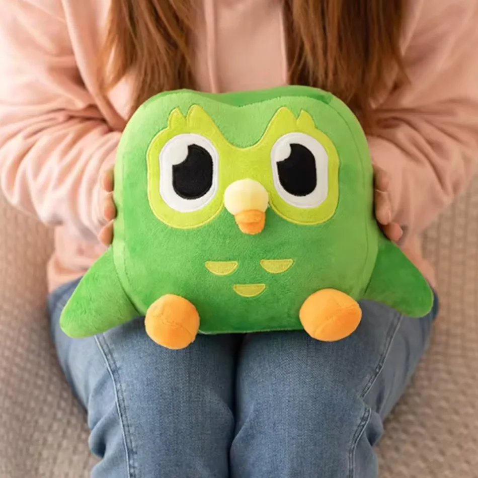 Zielona pluszowa sowa Duolingo dla dzieci, Duo Plushie, Sowa z kreskówki, Lalka sowa anime, Miękka pluszowa zabawka, Prezent urodzinowy