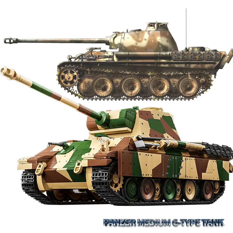 

Panther medium G tank building WWII KV2 German Tiger T34 Sherman tank Black Panther assembly model boy toy gift 97002