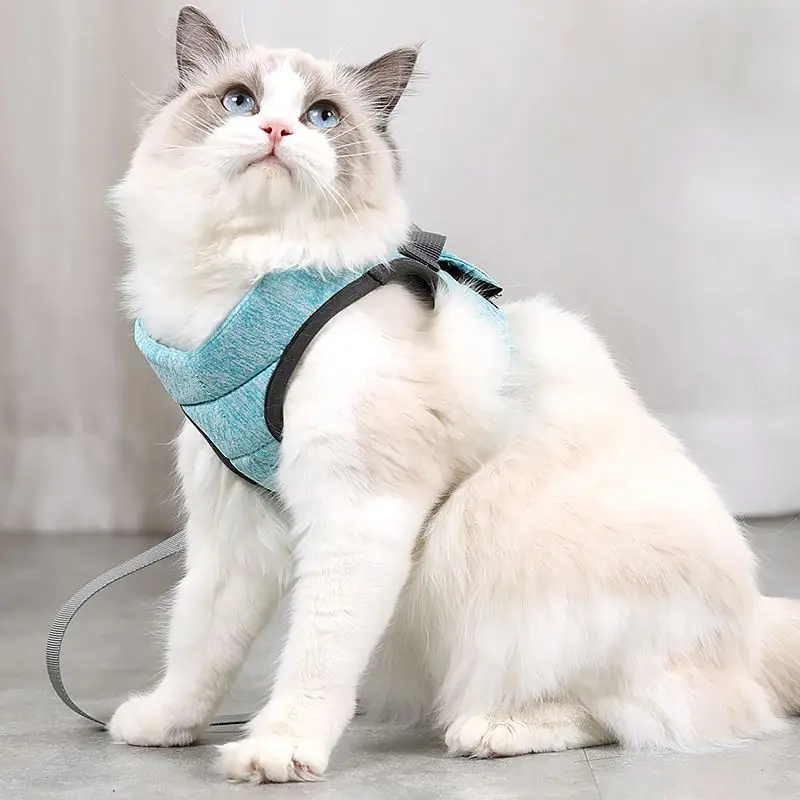 Adjustable Anti-Escape Small Cat Belt Kitten Harness with Reflective Strapad Breathable Soft Pet Vest Mesh Cats Traction Belt