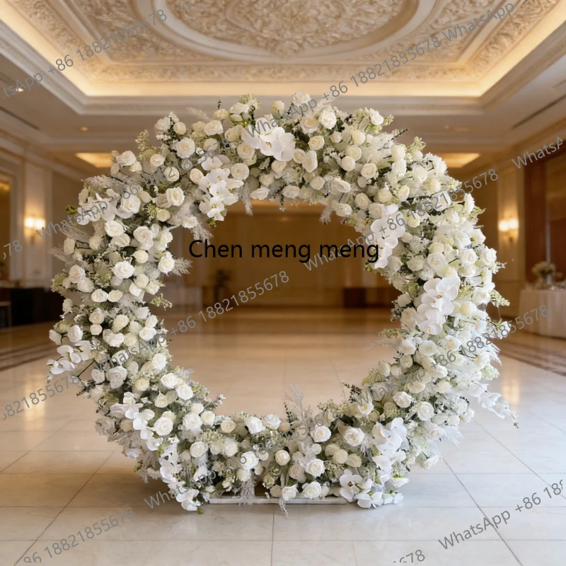 

240CM White Phalaenopsis Round Arched Flower Wedding Decoration Stage Background Decoration Heart Shaped Arched Flower