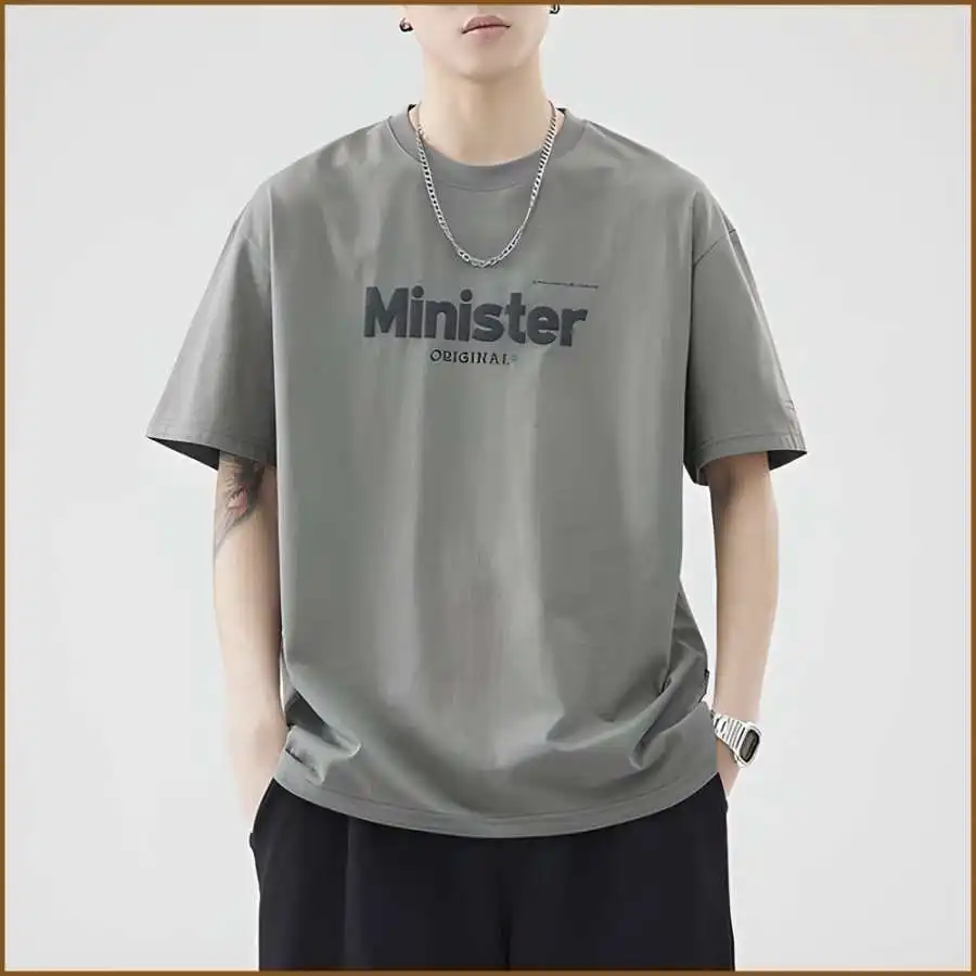 قميص قطني أسود للرجال صيفي مطبوع فضفاض بأكمام نصفية بإحساس بارد تصميم قياسي بأكمام قصيرة وإغلاق بسحاب للفصول الأربعة