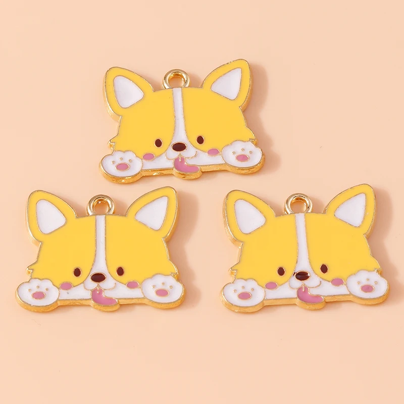 10 Stuks Schattige Email Dier Charmes Husky Corgi Bulldog Puppy Hond Hanger Voor Armband Ketting Handgemaakte Sieraden Bevindingen