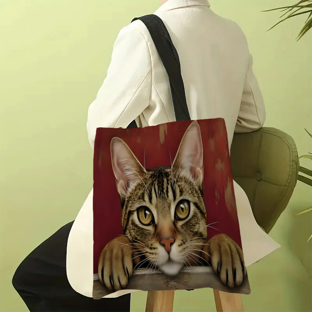 1 Stück süße Cartoon-Katze-Umhängetaschen, lustiges Tier, die Sternennacht, Umhängetaschen, lässige modische Tasche, multifunktionale Handtasche – Detail 15