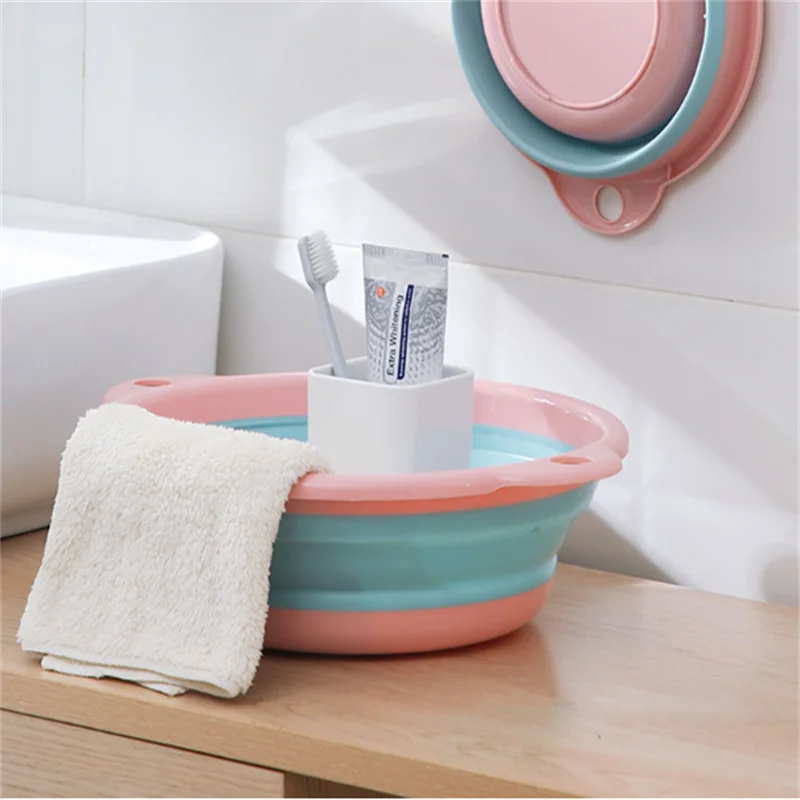 Silicone thickened foldable household washbasin, portable baby folding basin, foot washing, laundry, and vegetable washing basin