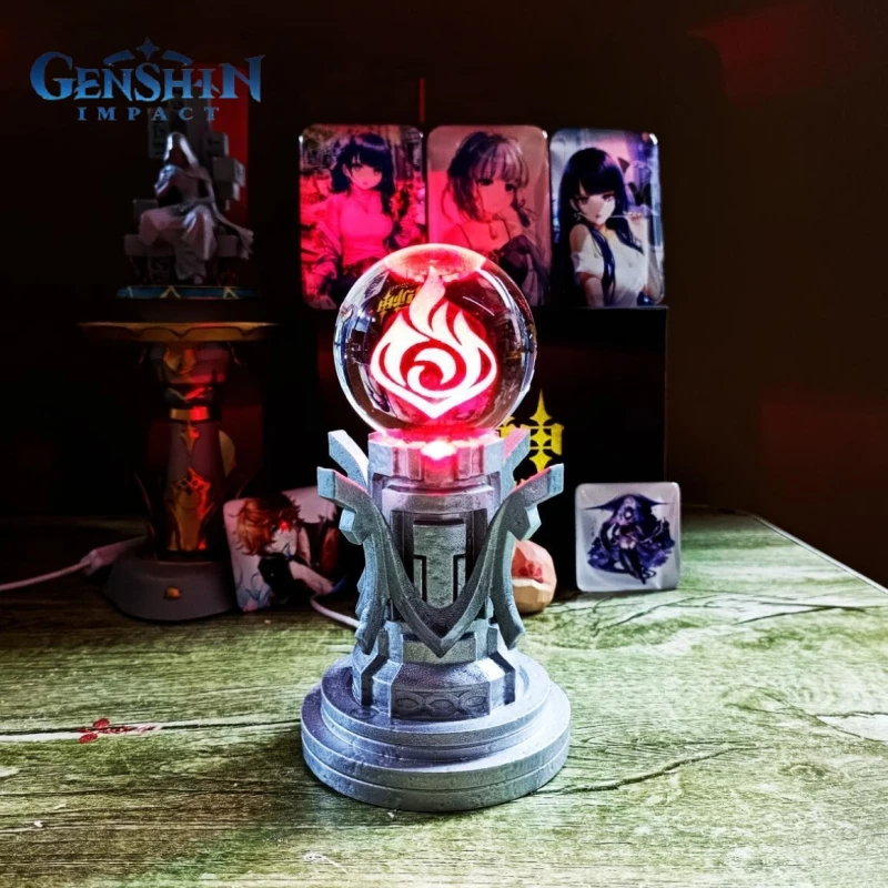 In Stock Anime Genshin Impact God's Eye Vision Night Light Figure Game Element Wendi Klee Inazuma Mondstadt Liyue Model Toys