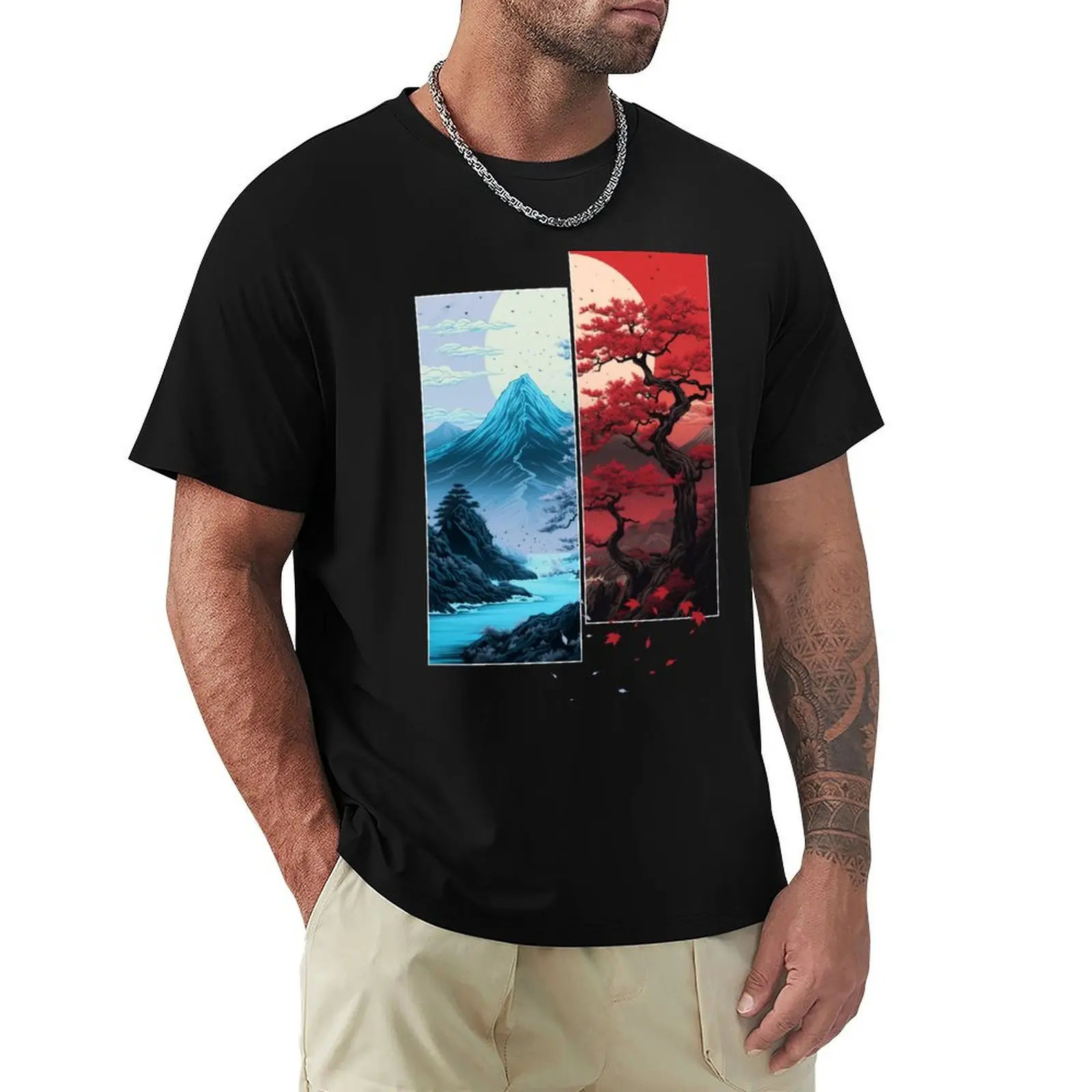 

Momiji Tree Japanese Landscape T-Shirt summer top man t shirt plain mens graphic t-shirts big and tall