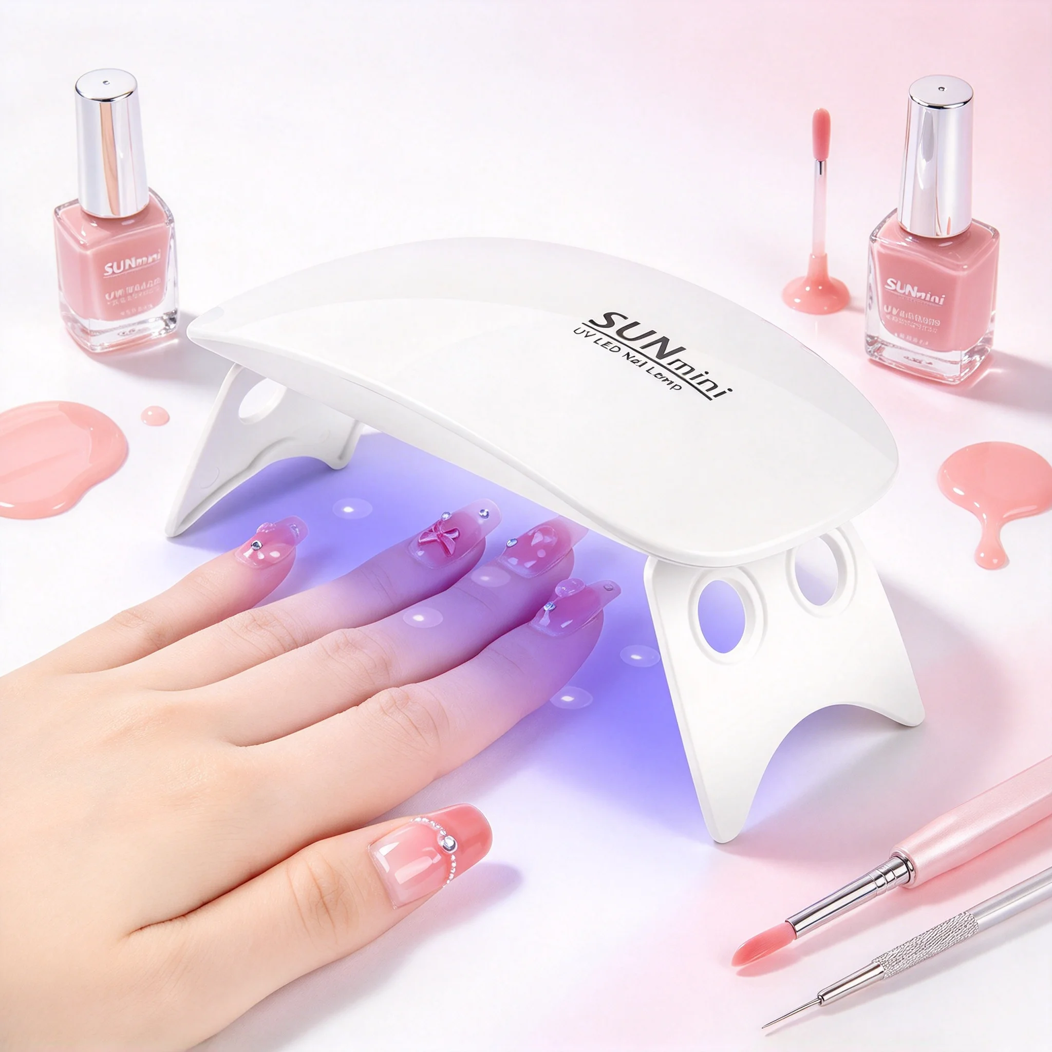 UV LED Nail Lamps Gel Mini UV Light Quick-drying Nails Portable LED Nail Lamp Nail Dryer Gel Lamp for Women and Girls Manicure