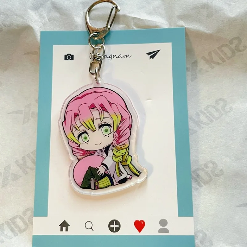 

Demon Slayer Cartoon Acrylic Keychain Kanroji Mitsuri Anime Action Figure Kawaii Doll Key Backpack Decoration Cute Gift for Girl