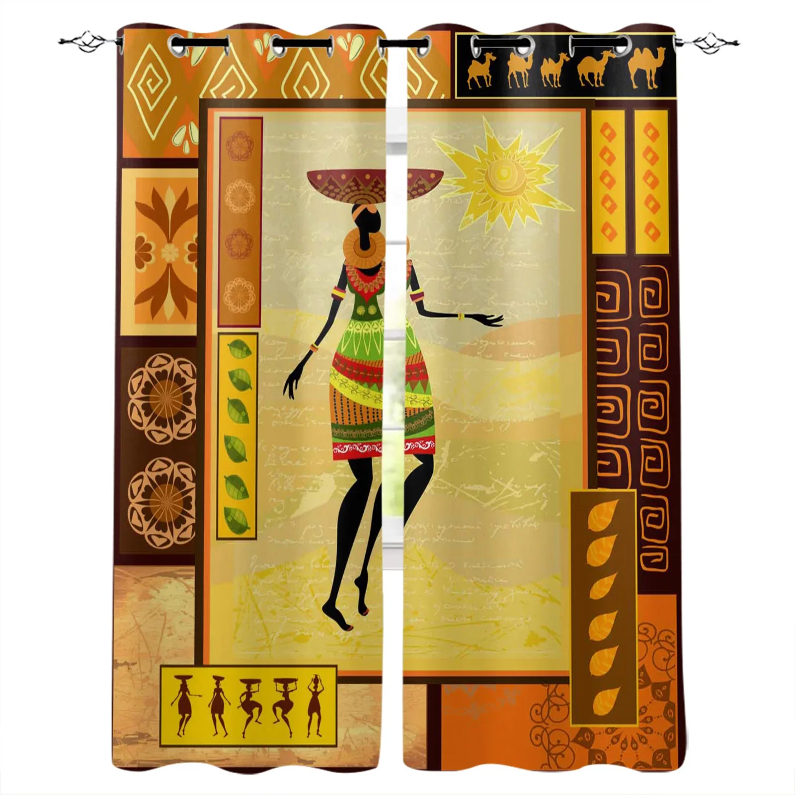 African Girl Ethnic Culture Blackout Curtains Window Curtains For Bedroom Living Room Decor Window Treatments