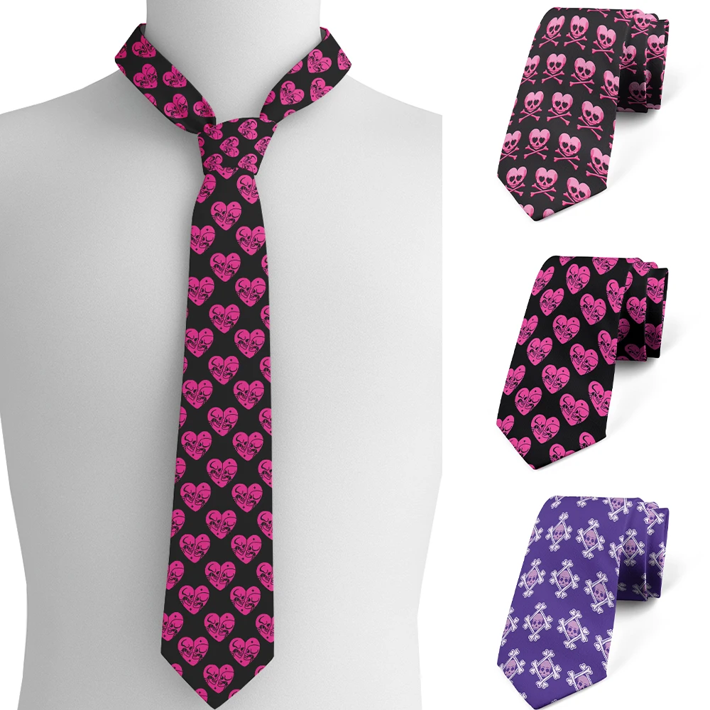 Black skull fashion cartoon tie cosplay skull polyester slim men's tie personality bow tie party accessories gifts