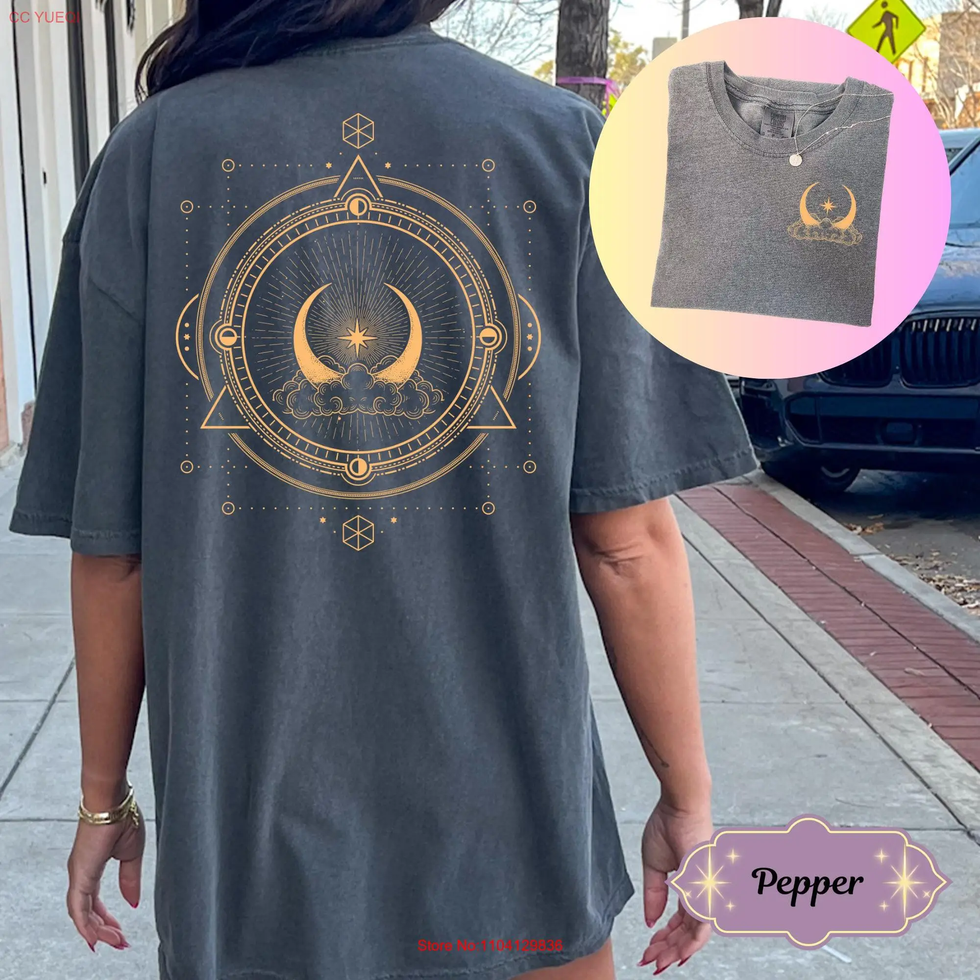 Celestial T Shirt Aesthetic Moon and Star Astrology Astronomy Boho Mystical long or short sleeves