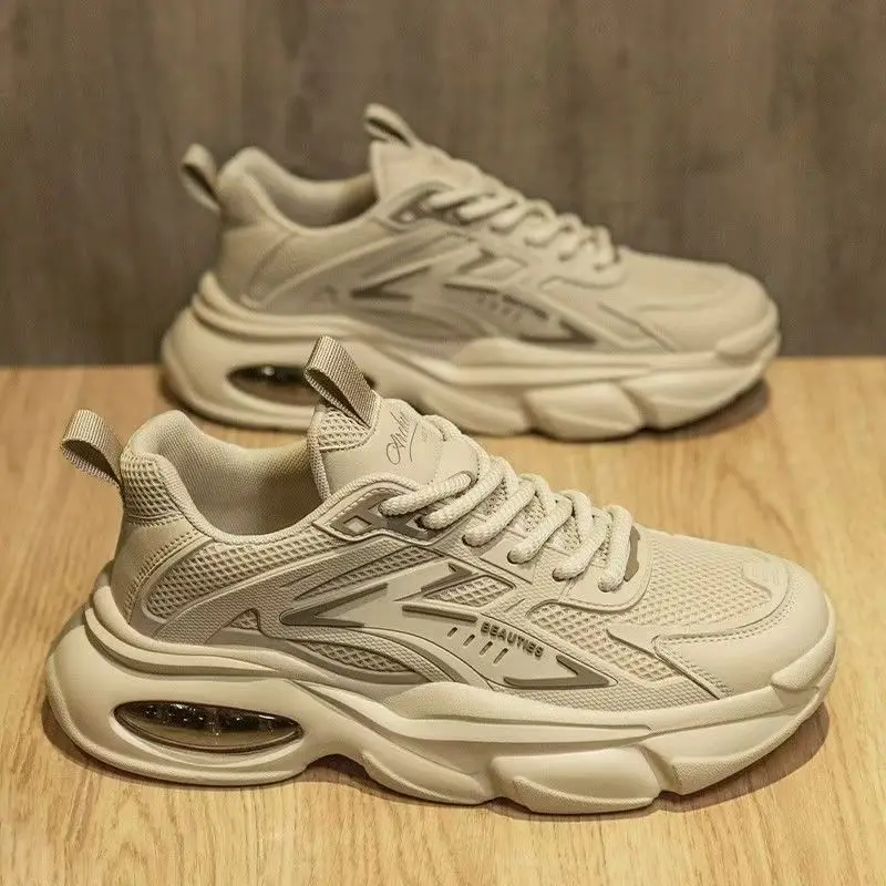 2026 Hot Men's Sneakers and Casual Shoes Chunky Platform Dad Shoes Pure Black Trendy Casual Sports Shoes Zapatos De Hombre