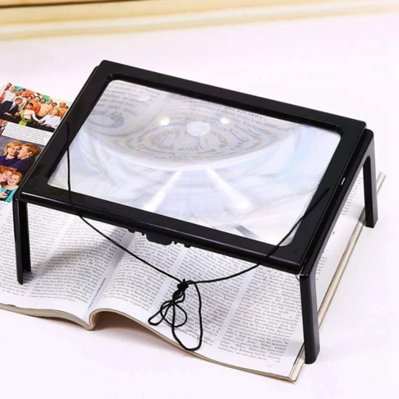 

Full Page Optical Magnifying Desk Magnifying Glass Foldable LED Lens For Elderly Sewing Knitting