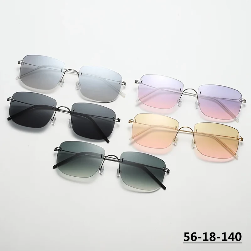 

Screwless Square Rimless Sunglasses Women Men Ultralight Frameless Eyewear Gradient Thin Rim Sun Glasses UV Protection Spectacle