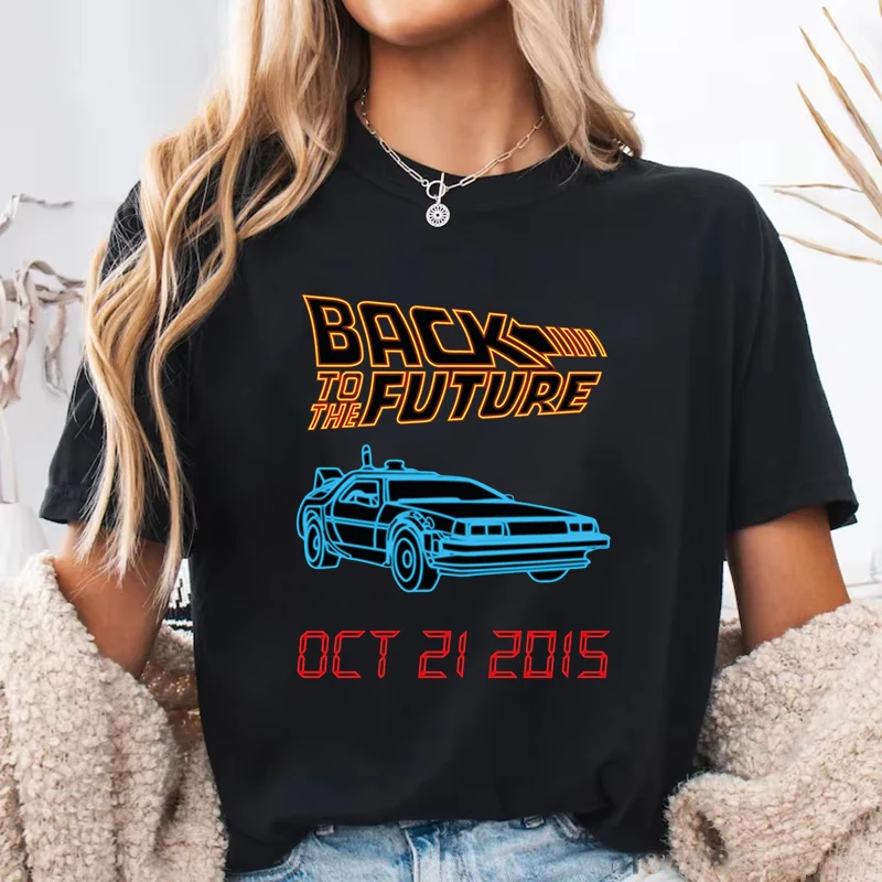 

Hot Back To The Future Print T-shirt Loose Short Sleeve Harajuku Casual Tops Women Men Summer Cool T-shirt