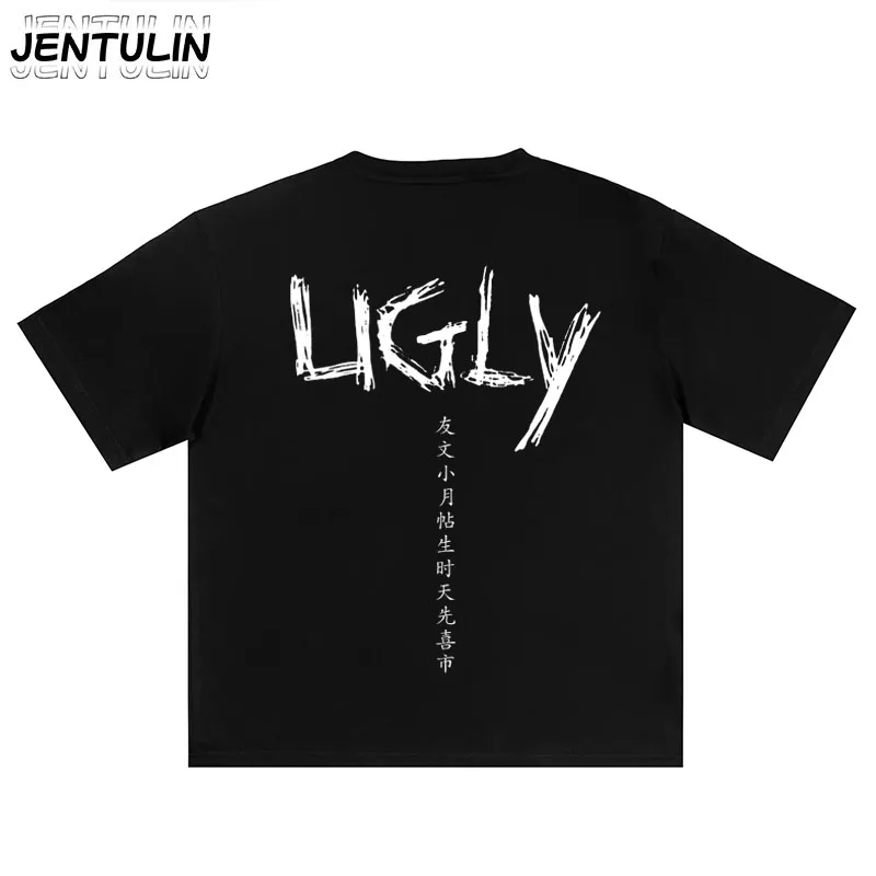 Y2K Uglyfacekid T Shirt Hanzi Pattern Streetwear Anime Men Women Harajuku Vintage Trend Unisex Oversized Cotton Short Sleeve Top