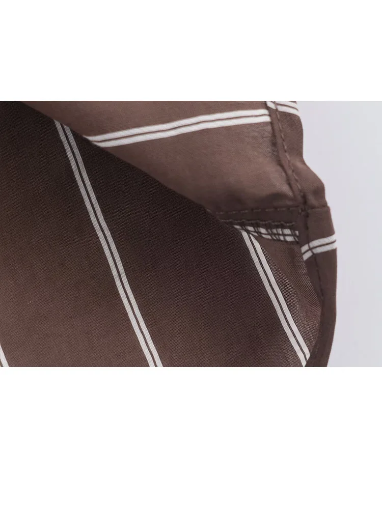 

HH Women's Fashion Versatile Lapel Pocket Striped Long Sleeve Shirt Female High Street Style Single-Breasted Loose Casual Shirt