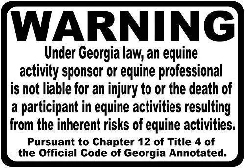 Aluminum Sign Decor for Home Bar Diner Pub 8x12,Georgia Equine Liability Law Sign,Inform Patrons at Your Horse Riding Facility o