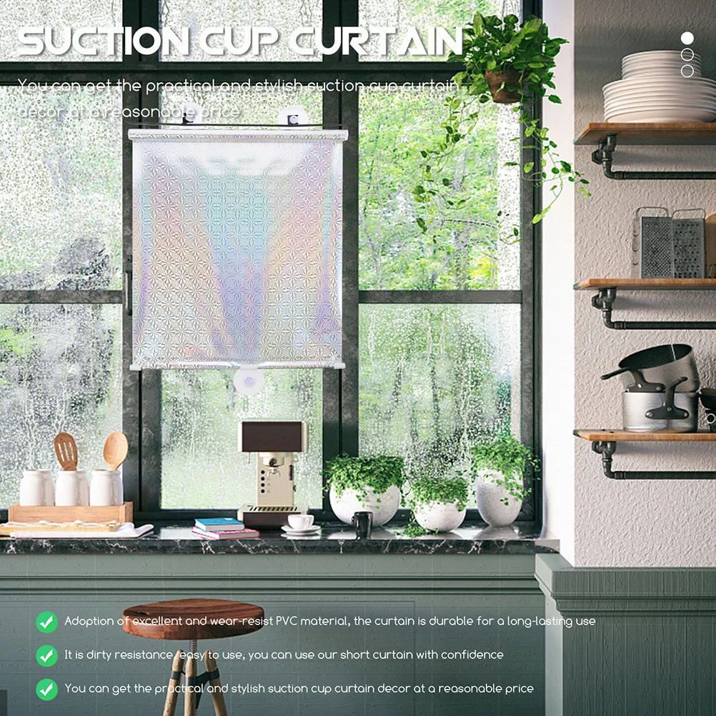 

Kitchen Nail-Free Window Shade Household Suction Cup Telescopic Privacy Sun Block Curtain Balcony Window Cover Easy Install