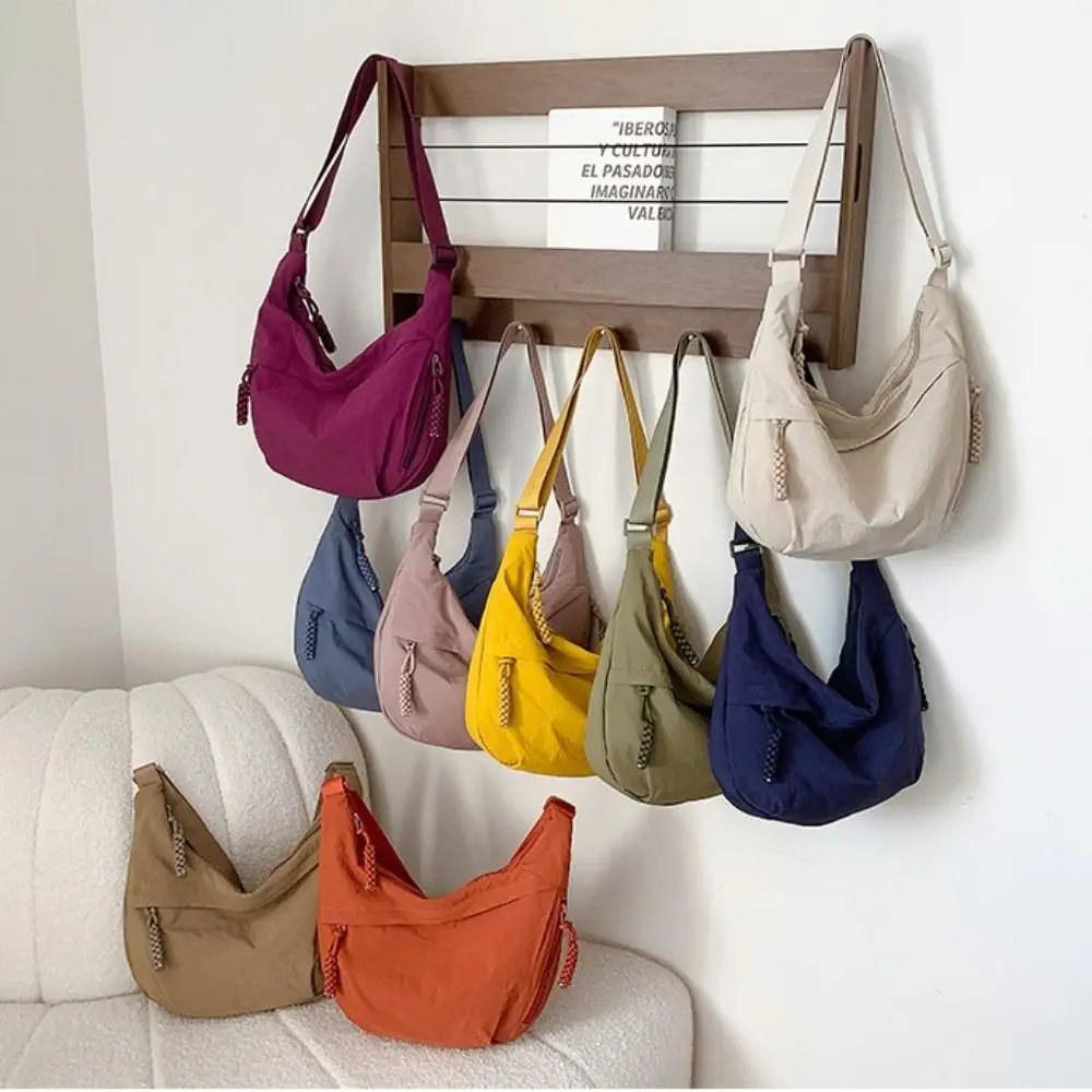 Tas Selempang Kanvas Baru Tas Bahu Kapasitas Besar Sederhana Korea Tas Travel Ringan Warna Polos