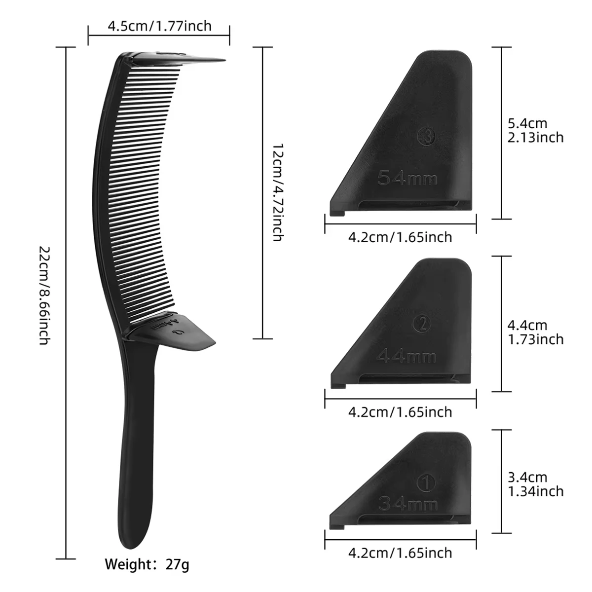 Heat Resistant Barber Fade Combs Curved Positioning Flat Top Comb Hair Cutting Tools for Barbershops