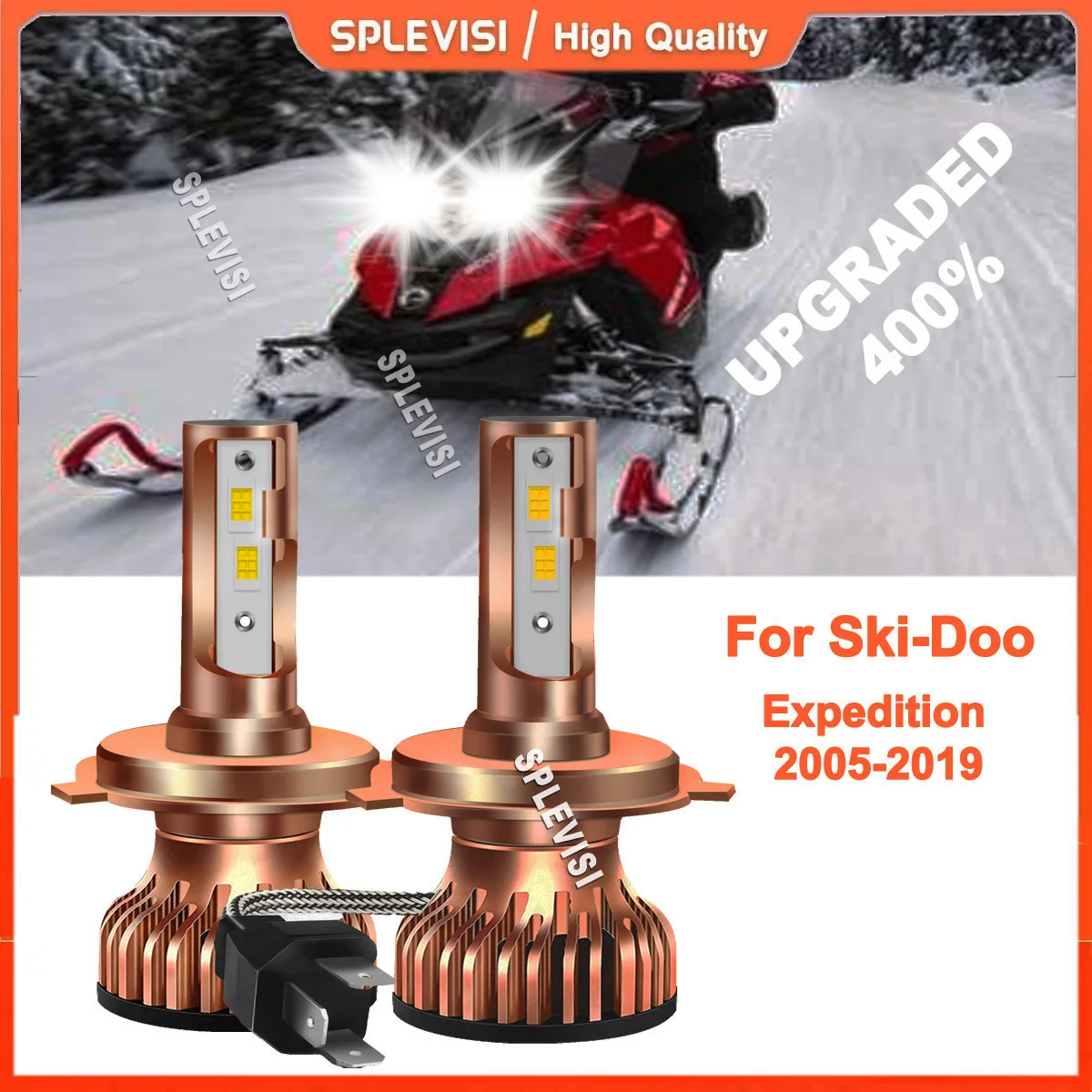 

2x h4 snowmobile led headlights headlamps compatible For Ski-Doo Expedition 2005-2019 Skandic 2010-2019 377 Skandic1982-1986