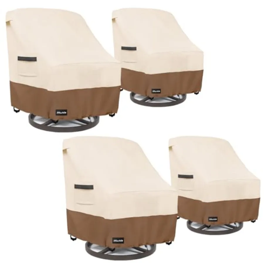 

Swivel Patio Chair Cover 4 Pack 600D Waterproof Heavy Duty Outdoor Chair Cover 30 W x 34 D x 36 H inches Beige Brown