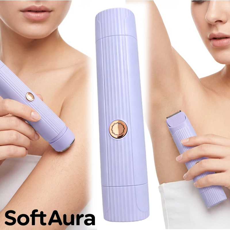 SoftAura 2-in-1 Elektrischer Rasierer für Frauen Schmerzfreie Haarentfernung Wiederaufladbarer Körpertrimmer Achsel-Epilierer Rasierer 2026 Neu