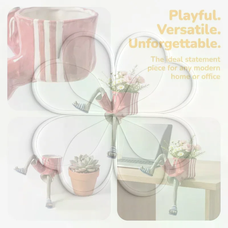 Cute Sitting Legs Planter Dress Jeans Shaped Flower Pot Home Office Gift For Plant Parents