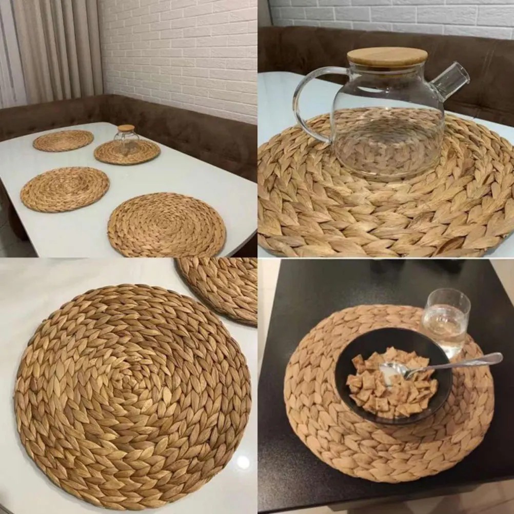 

2 Pcs Pot Holder Gourd Grass Placemat Anti Scald Heat Insulation Teapot Mat Dinning Table nament Home Decor Woven Smooth