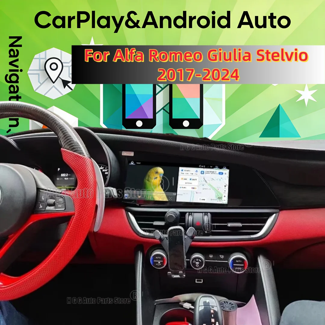 Android 13 For Alfa Romeo Giulia Stelvio 2017-2024 Car Radio Automobile Multimedia CarPlay Auto Bluetooth GPS Navigation Stereo