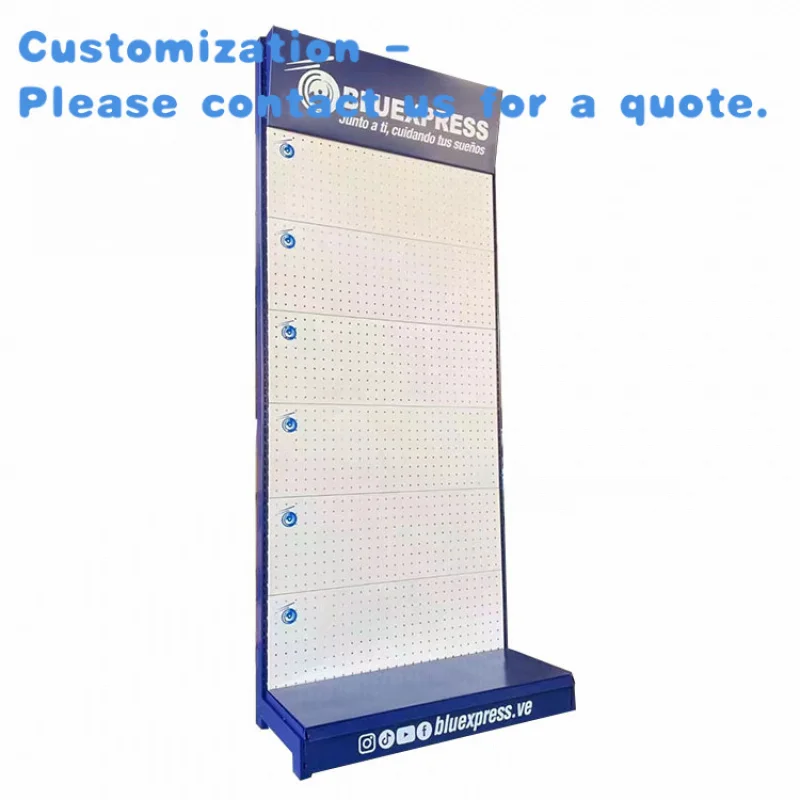 

custom.Factory Custom Size Color White and Blue Display Shelves Trade Show Rack Gondola Shelves