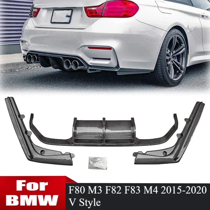 

Rear Diffuser For BMW F80 M3 F82 F83 M4 2015-2020 Auto Rear Bumper Diffuser Spoiler Lip Splitter Car Body Kit Carbon Fiber Look