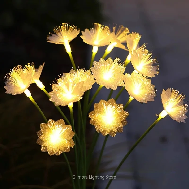 Solar Artificial Cherry Blossom Lawn Lamp for Garden Courtyard, Waterproof Outdoor Ground Insert Light Yard Pathway, Decor Stake