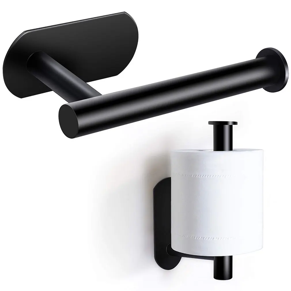 ชั้นวางที่วางติดผนังทิชชู่ติดผนังแบบไม่พันกันมีกาวในตัวสีดำ tisu toilet ผ้าขนหนูกระดาษในห้องน้ำ