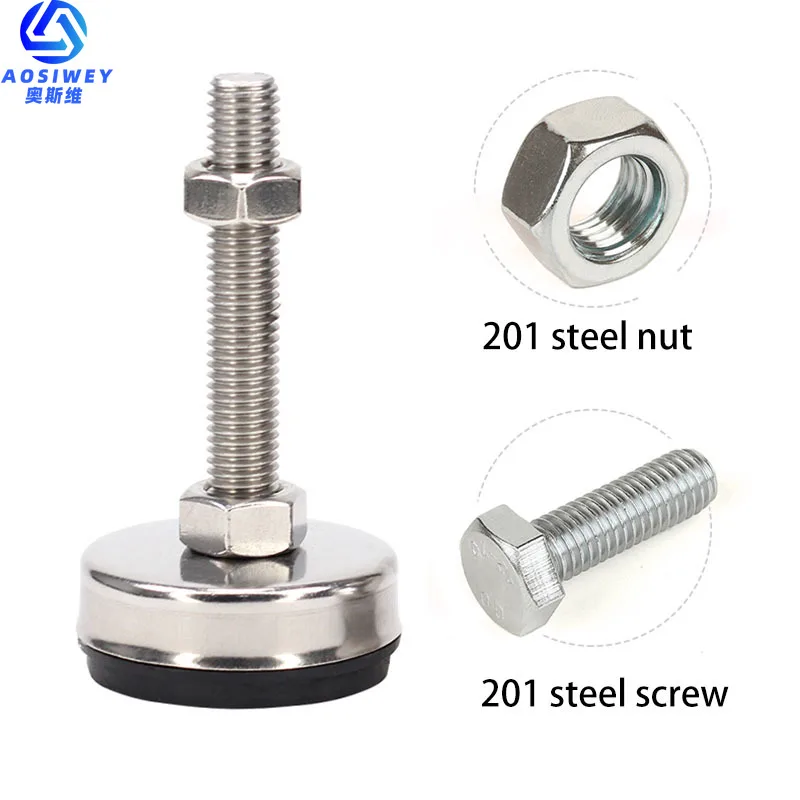 

4Pcs Dia 65mm Level Fixed Adjusting Feet with M12 M14 M16 Screw For Industry, Machinery Heavy Rubber Damping Pad Load 450KG